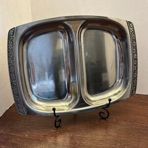 Stainless Steel 18/8 Japan Divided Serving Tray; Stanley Robert Velvet 8"x11"